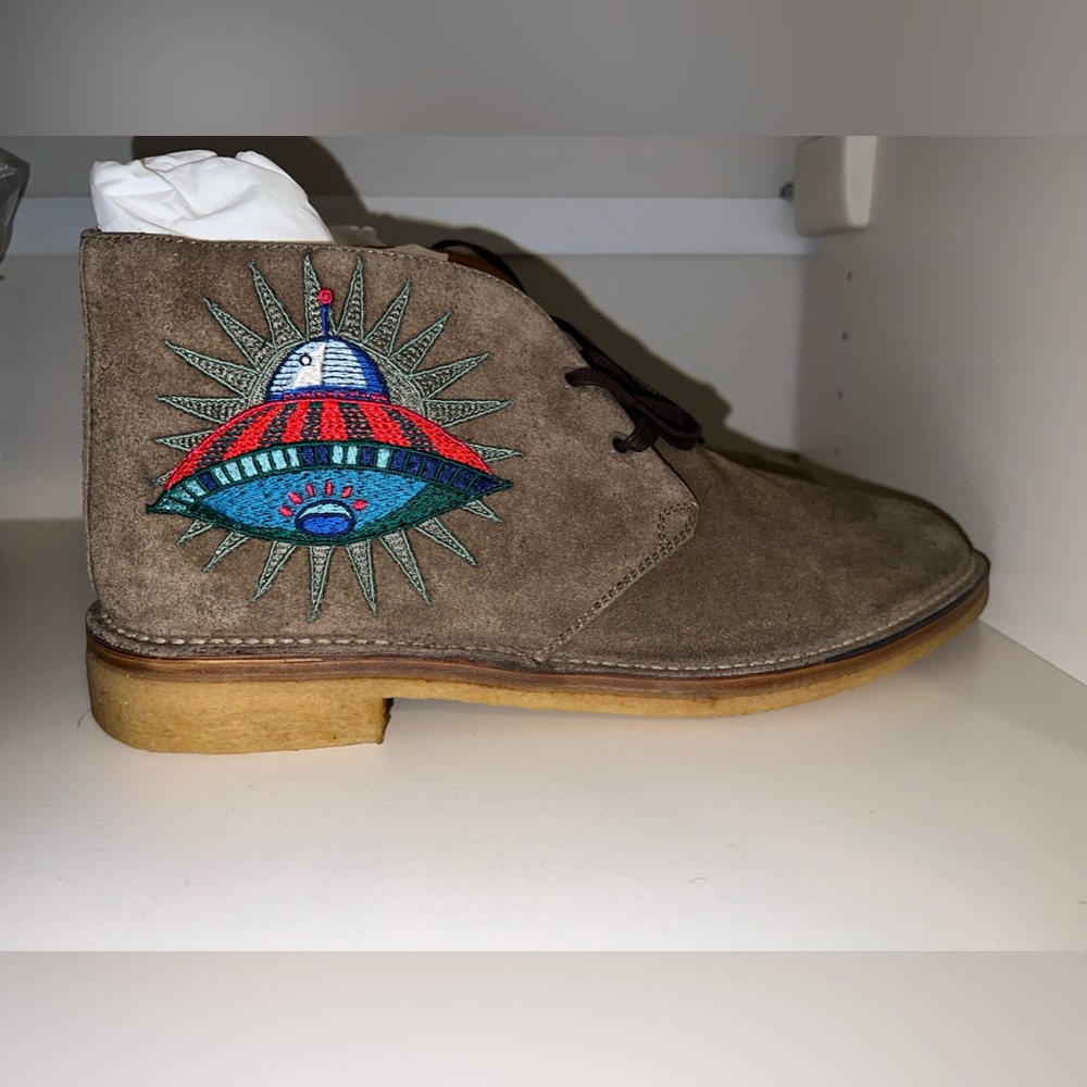 Gucci Moreau Embroidered Suede Chukka Boots 12 NEW Authentic